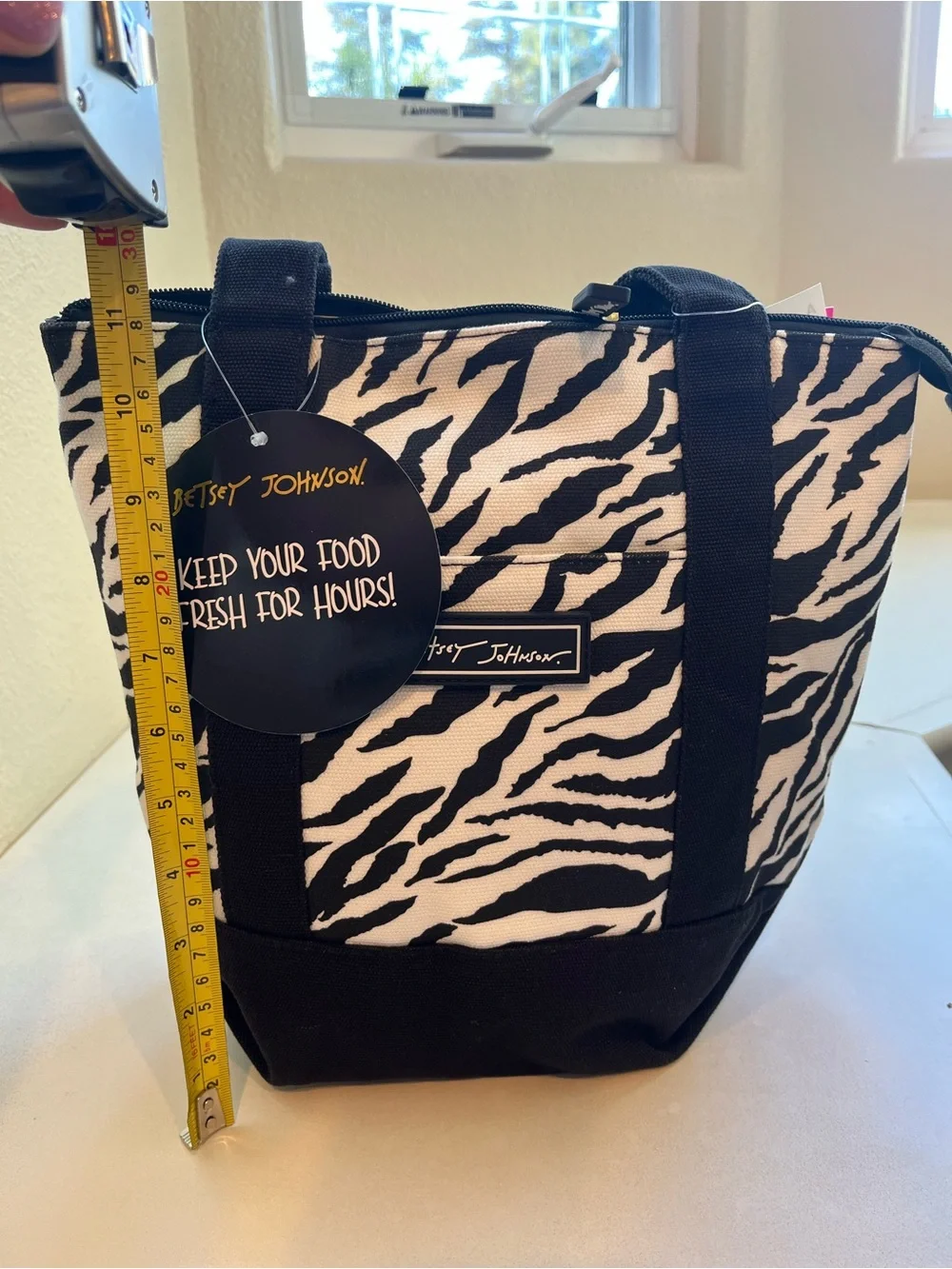 Betsey Johnson Black & White Zebra Insulated Lunch Tote Bag